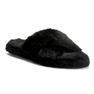 Bearpaw Slippers X Band Brielle Faux Fur Slides Black Fuzzy Slippers Size Small
